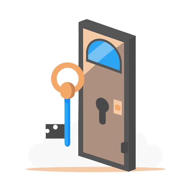 a picture of a door with a key that says  key