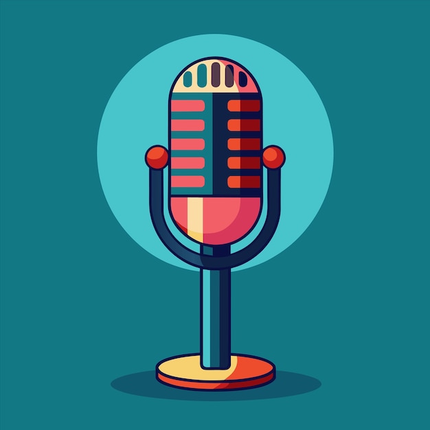 a picture of a microphone with a blue background and a blue circle in the background