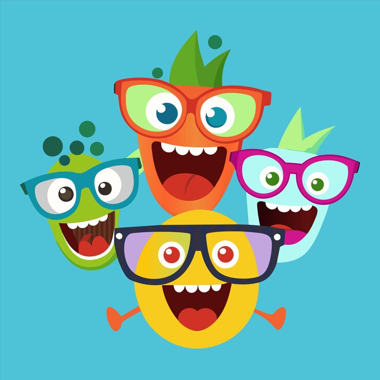 Vektor a picture of three colorful owls with glasses and one has a funny face