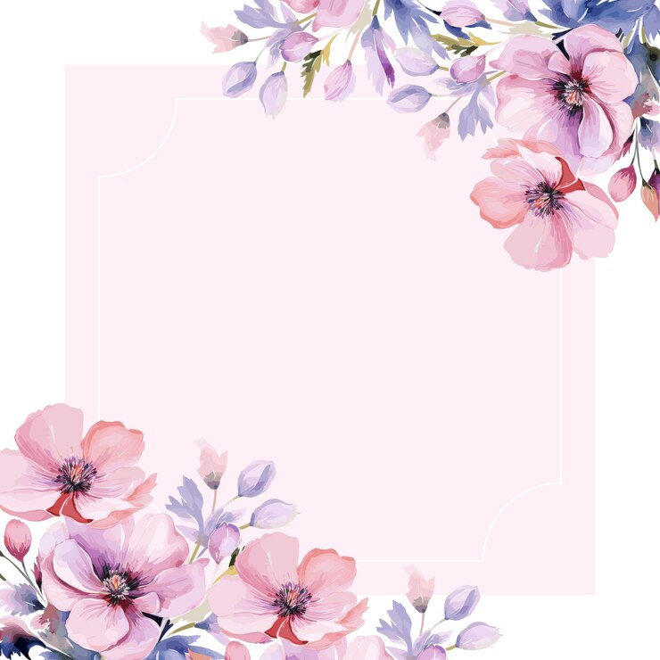 a pink border with flowers and a place for text