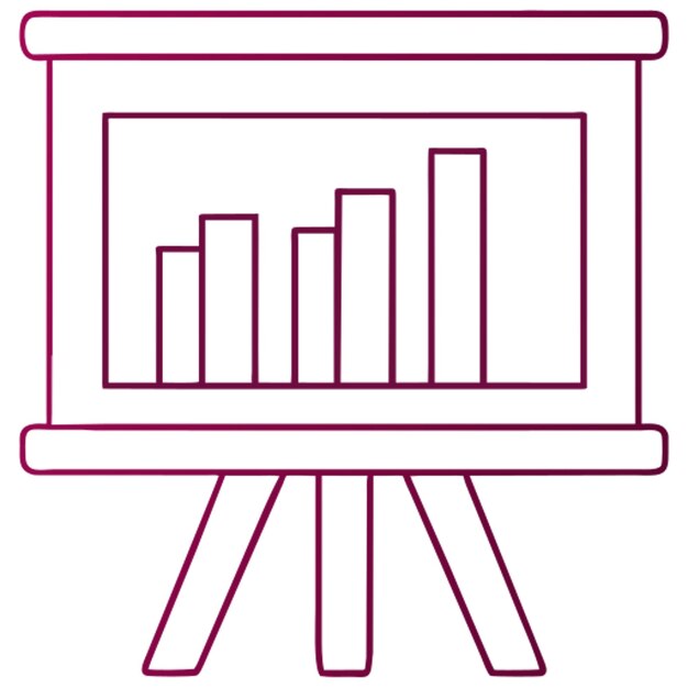 a presentation board with a graph symmetrical geometric details icon