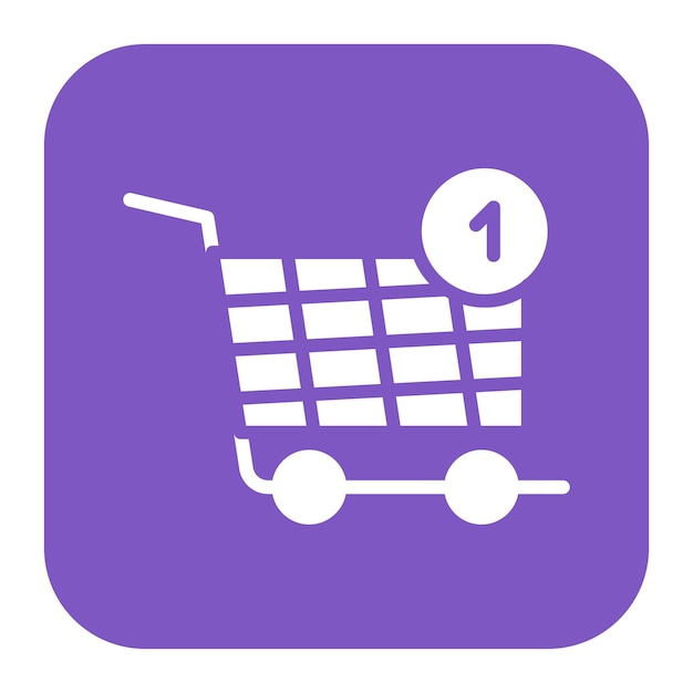 a purple shopping cart with the number 1 on it