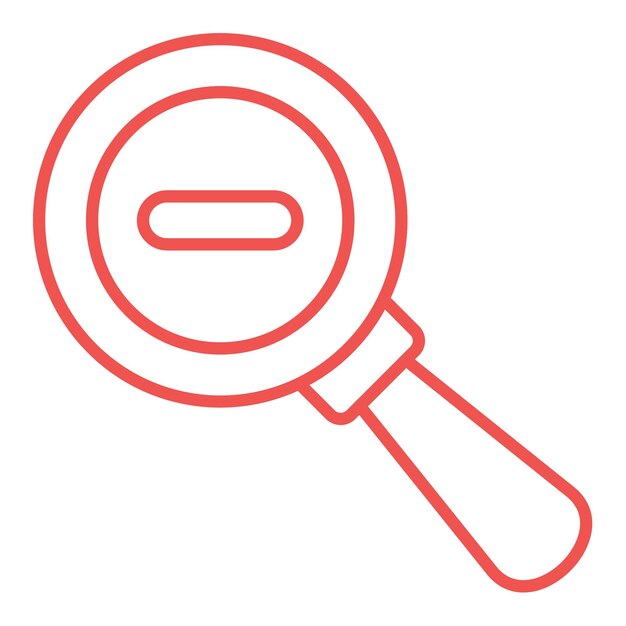a red and white magnifying glass is shown on a white background