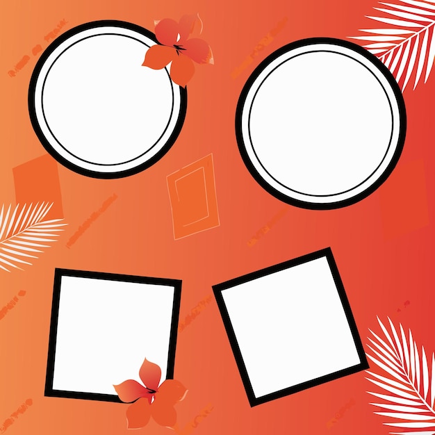 a red background with a palm tree and a mirror on it
