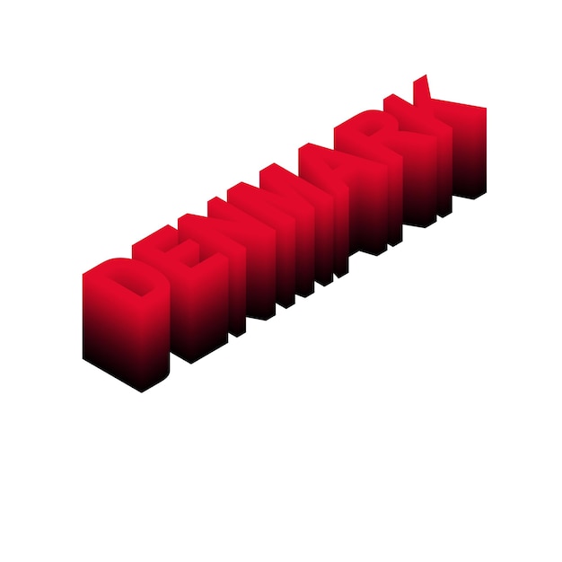 a red letter with the word  DENMARK on it