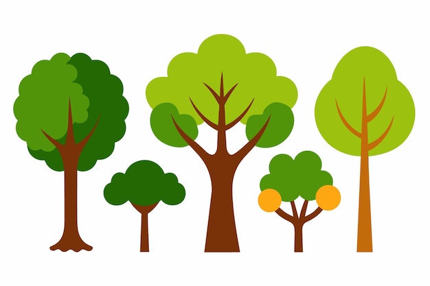 a row of trees with different shapes and shapes