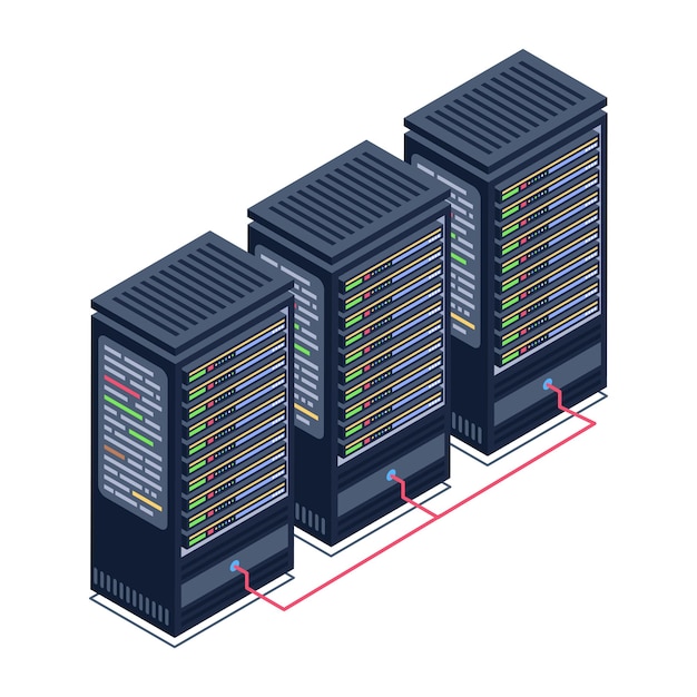 A server room icon in isometric design premium download