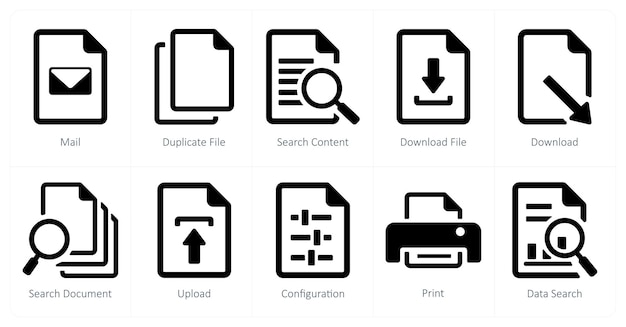 a set of 10 file icons as mail duplicate file search content