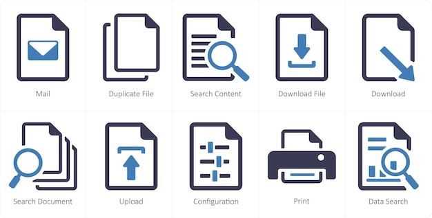 a set of 10 file icons as mail duplicate file search content