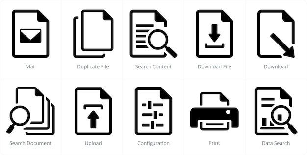 a set of 10 file icons as mail duplicate file search content