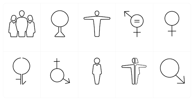 A set of 10 gender icons as Symbol pride bisexual