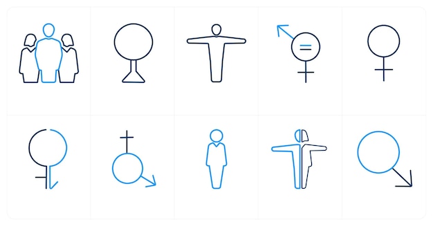 A set of 10 gender icons as Symbol pride bisexual