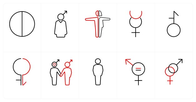 A set of 10 gender icons as Symbol pride bisexual