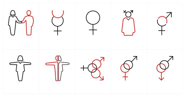 A set of 10 gender icons as Symbol pride bisexual