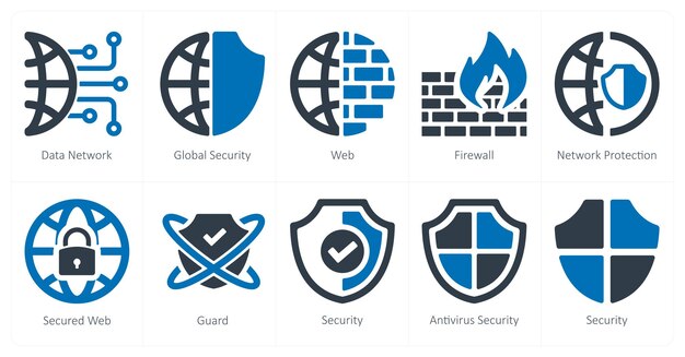 A set of 10 Security icons as data network global security web