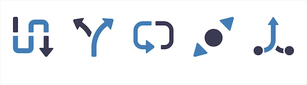 A set of 5 Arrow icons such as Down left Direction Lower direction