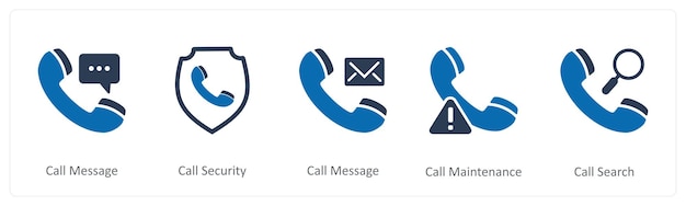 a set of 5 contact icons as call message call security call message