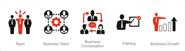 A set of 5 Mix icons as team business team business conversation