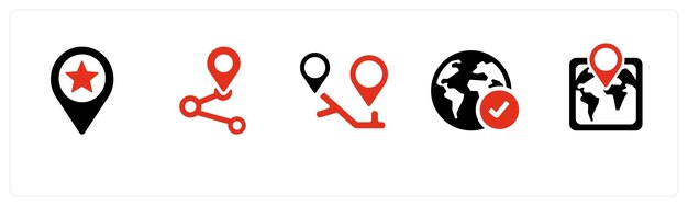 a set of 5 navigation icons such as direction way path