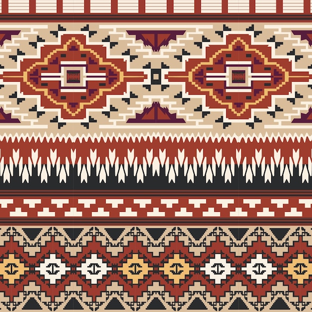 A set of different colored seamless repeated border patterns