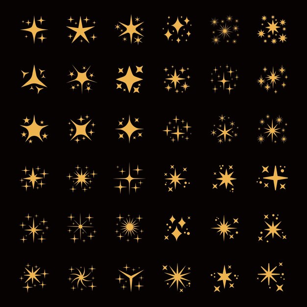 A set of star vectors including outlined solid and decorative designs