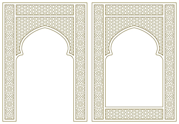 A set of two design elements Two frames in Arabic geometric style Size A4 proportion