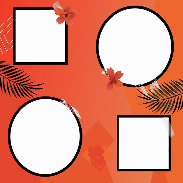 a sign with a palm tree and a white frame with a palm leaf on it