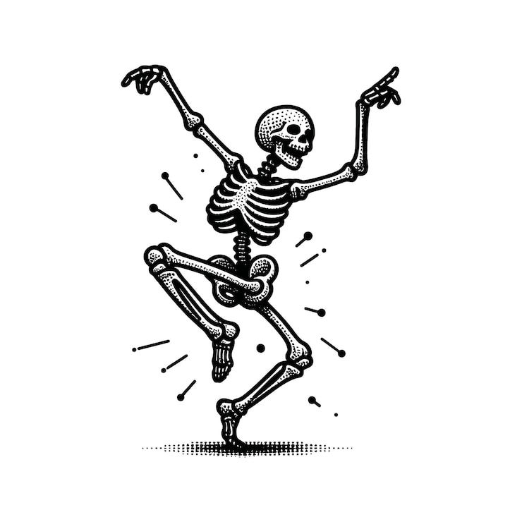 Vektor a skeleton with a thumb up in the air