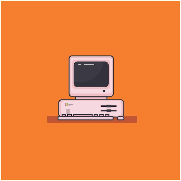 a small old computer with a pen and a pen on the front