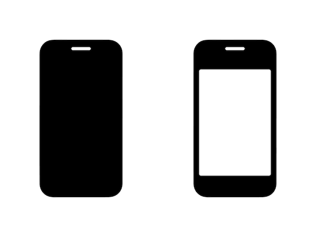 A stylized black and white vector graphic of a smartphone charging