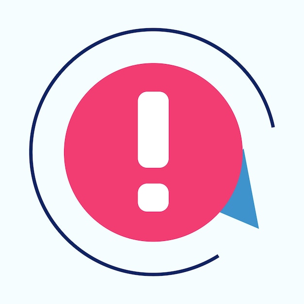 A vibrant red circle icon featuring an exclamation point positioned inside it