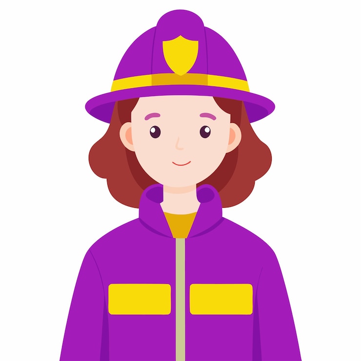 Vektor a woman in a purple coat with a sheriff hat on it