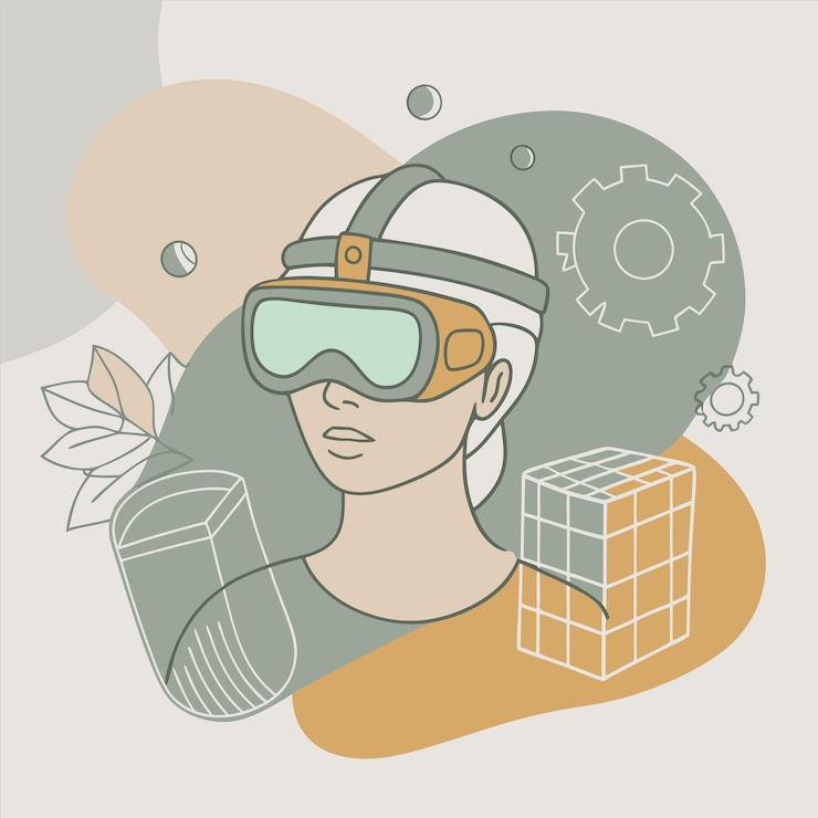 Vektor a woman wearing goggles with the word goggles on it