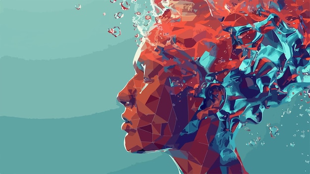 a woman with a face covered in colored water