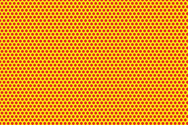 a yellow background with a pattern of dots that are yellow and red