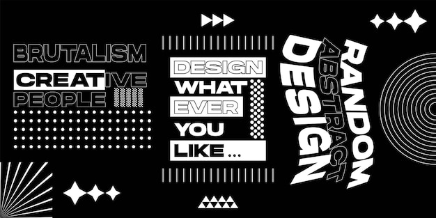 abstrac black and white brutalism poster background design