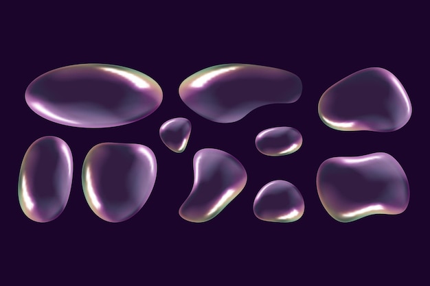 abstract 3d glass liquid shapes bubble of soapy water with reflection vector illustration