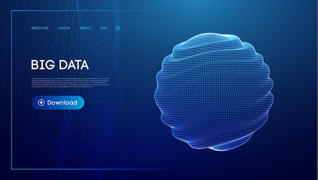 Abstract 3d mesh sphere tech vector Cloud technology science background