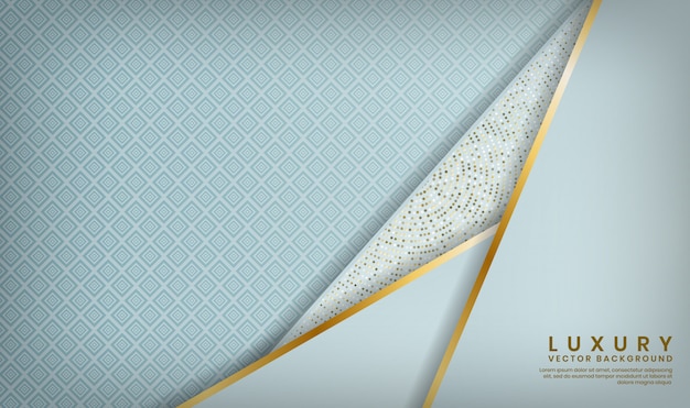 abstract 3d white luxury overlap layer with golden lines and glitters dots decoration