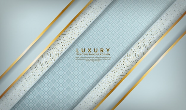 abstract 3d white luxury overlap layer with golden lines and glitters dots decoration