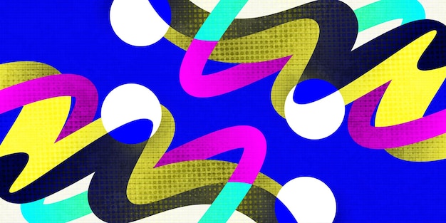Abstract and Colorful Pop Art Background with Wavy Shapes and Texture Effect Modern and Creative Banner Poster or Cover Design Template
