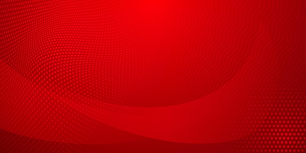 Abstract background made of halftone dots and curved lines in red colors