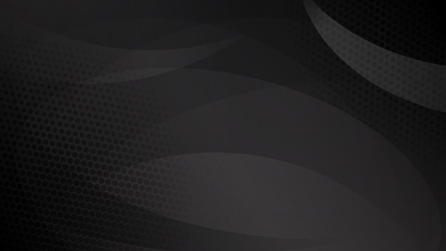 Abstract background of curved lines, curves and halftone dots in black and gray colors