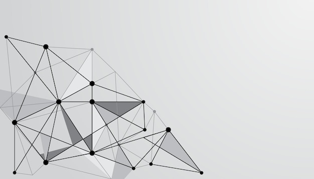 Abstract background technology style white low poly connection with nodes Global data blockchain plexus future perspective backdrop Vector illustration