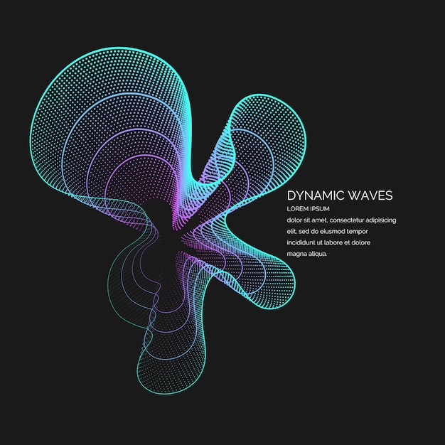  abstract background with a colored dynamic waves, line and particles.