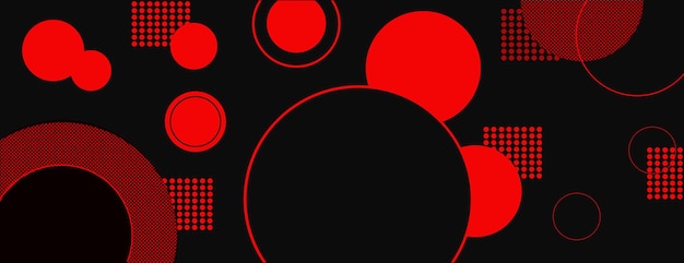 Abstract background with black background and red circles Background vector