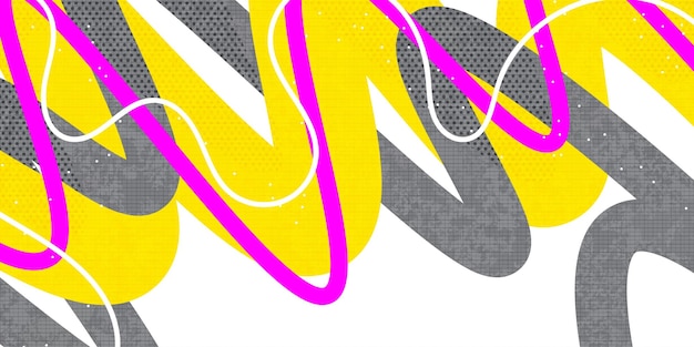 abstract background with colorful wavy thick lines and texture effect in pop art style