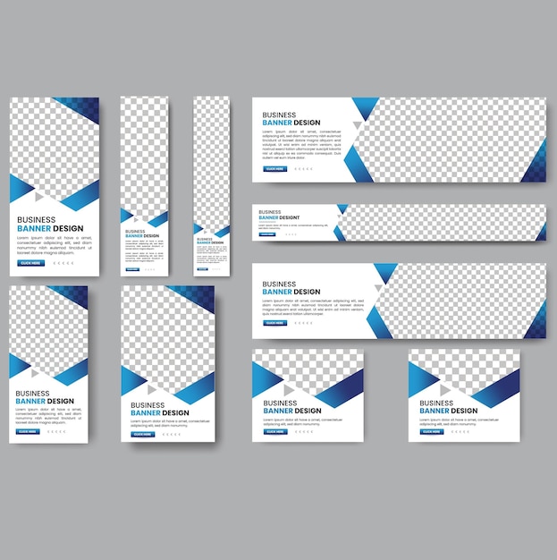 Abstract banner design web template Set Horizontal header web banner Modern Gradient blue cover