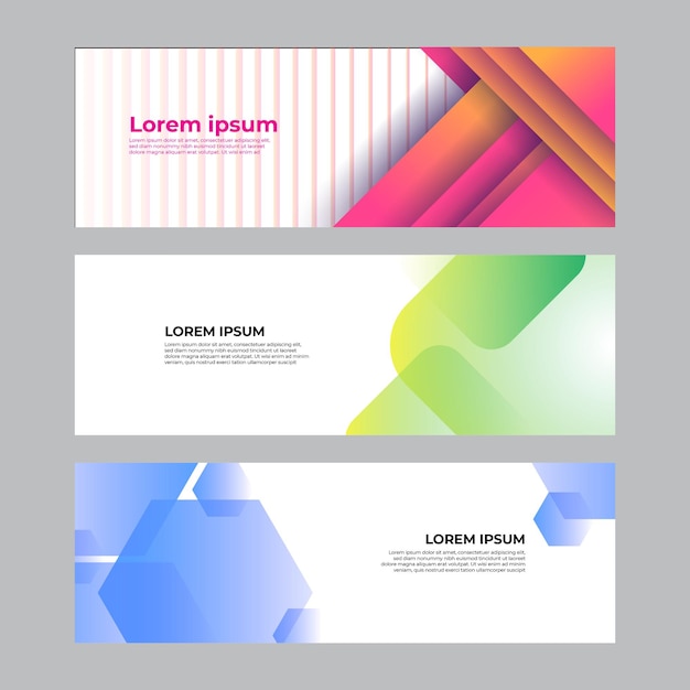 abstract banner design web template set. horizontal header web banner. vector abstract graphic design banner pattern background template.