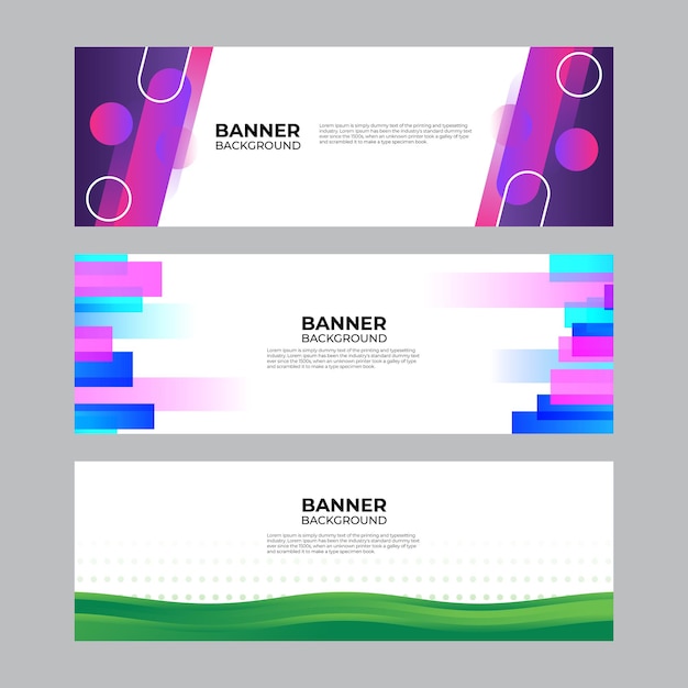 abstract banner design web template set. horizontal header web banner. vector abstract graphic design banner pattern background template.